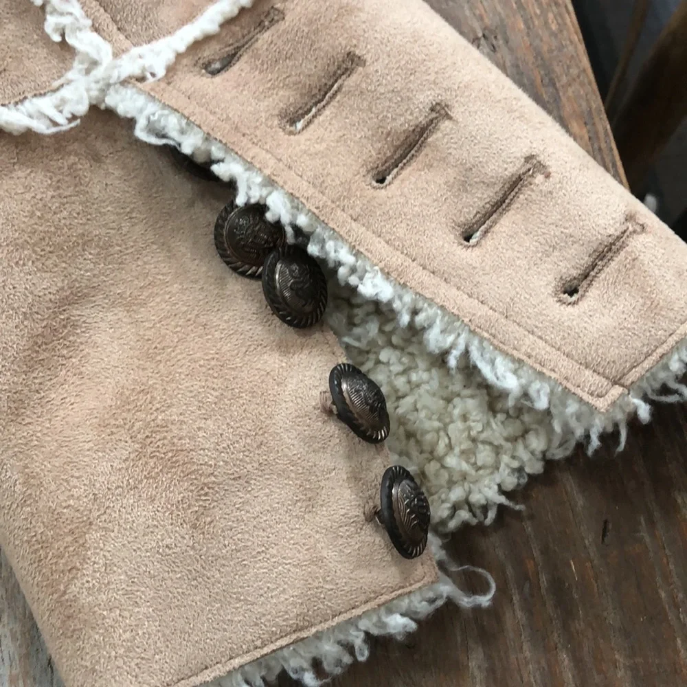 Faux shearling great coat XL from Tasha Polizzi. Light tan with cream interior - Picture 10 of 14